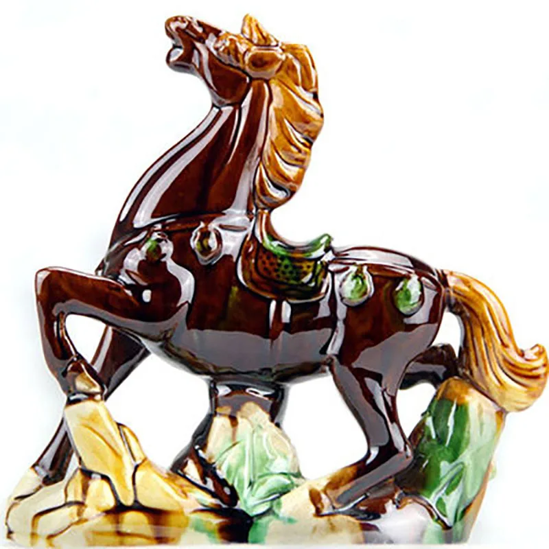 Ancient Blue Glazed War Horse Porcelain, Tang Sancai, Imitation Museum, Antique Horse Decoration