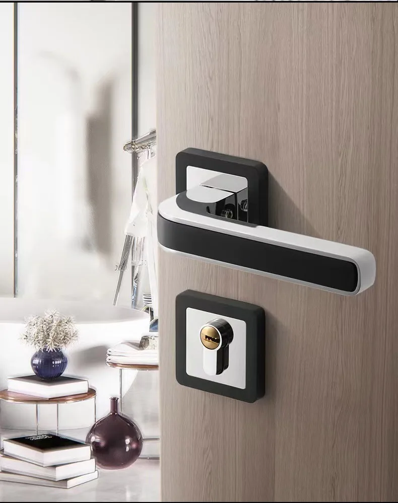 Sucção Door Lock Doméstico Split Room Door Lock Modern Mute Gold Handle