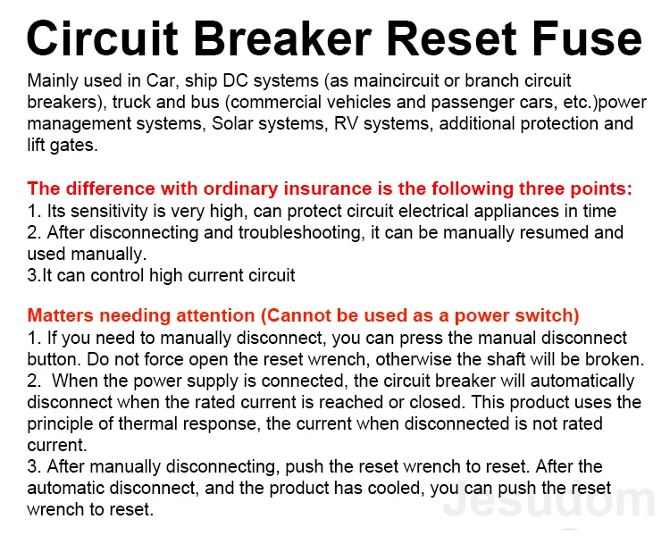 Description Picture 5 of itemCircuit Breaker 20A~150A Car Truck Audio Solar Energy Inline Circuit Breaker Fuse Holder Can be Mounted on Panel or Firewall