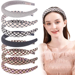 1Pc Flower Printed Headband for Hot Sell Girls Satin Fabric Covered Hair Band Plastic Multicolor Headpieces Accessories