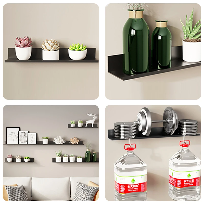 Floating Shelves Aluminum Alloy Living Room Floating Shelves No Drilling Bedroom Decoration Wall Shelves Bathroom Storage Rack
