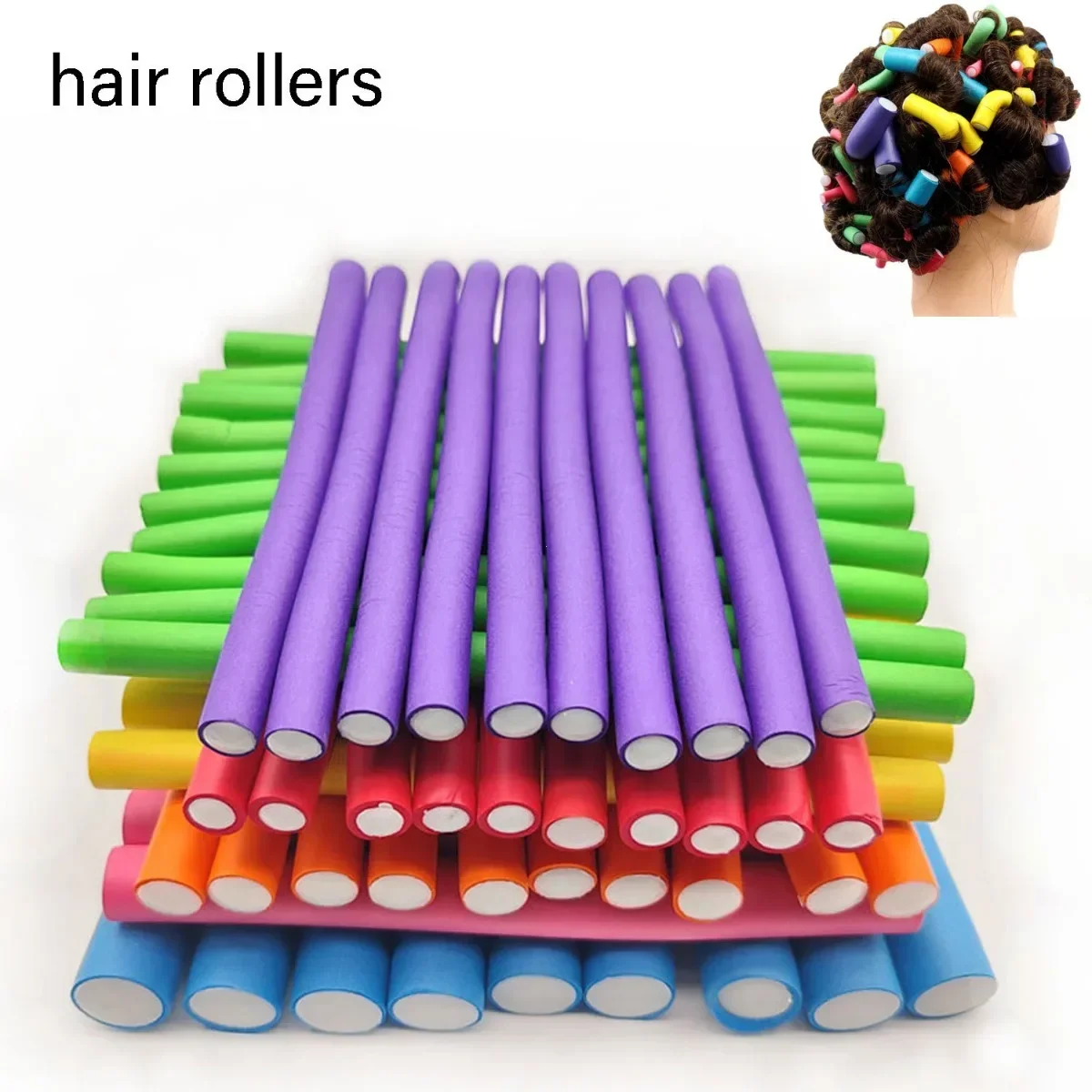 Flexible Hair Curling Rod Hair Curler Makers Soft Foam Bendy Twist Curls Flexi Rollers Styling Tools Roller No Heat 10pcs