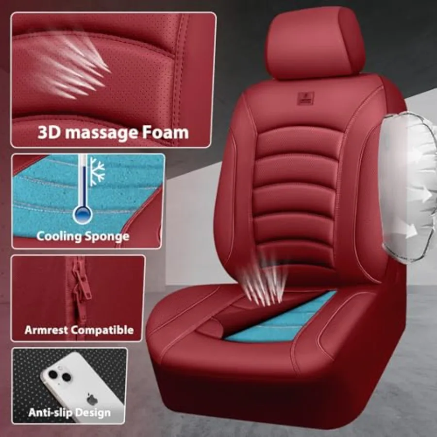 3D Foam PU Leather Car Seat Covers Full Set 3