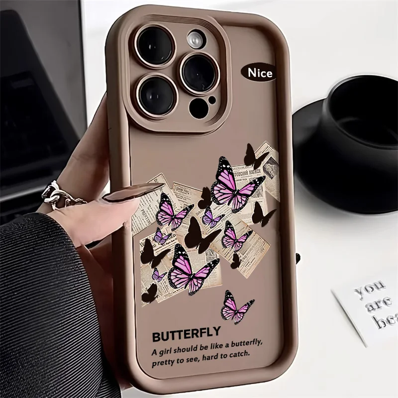 Black Butterfly Case For Realme C35 C53 C51 C55 C12 C11 C15 C20 C21Y C25 C30 Oppo A17 A16 A15 A53 A54 A55 A57 A58 Reno 8T Cover