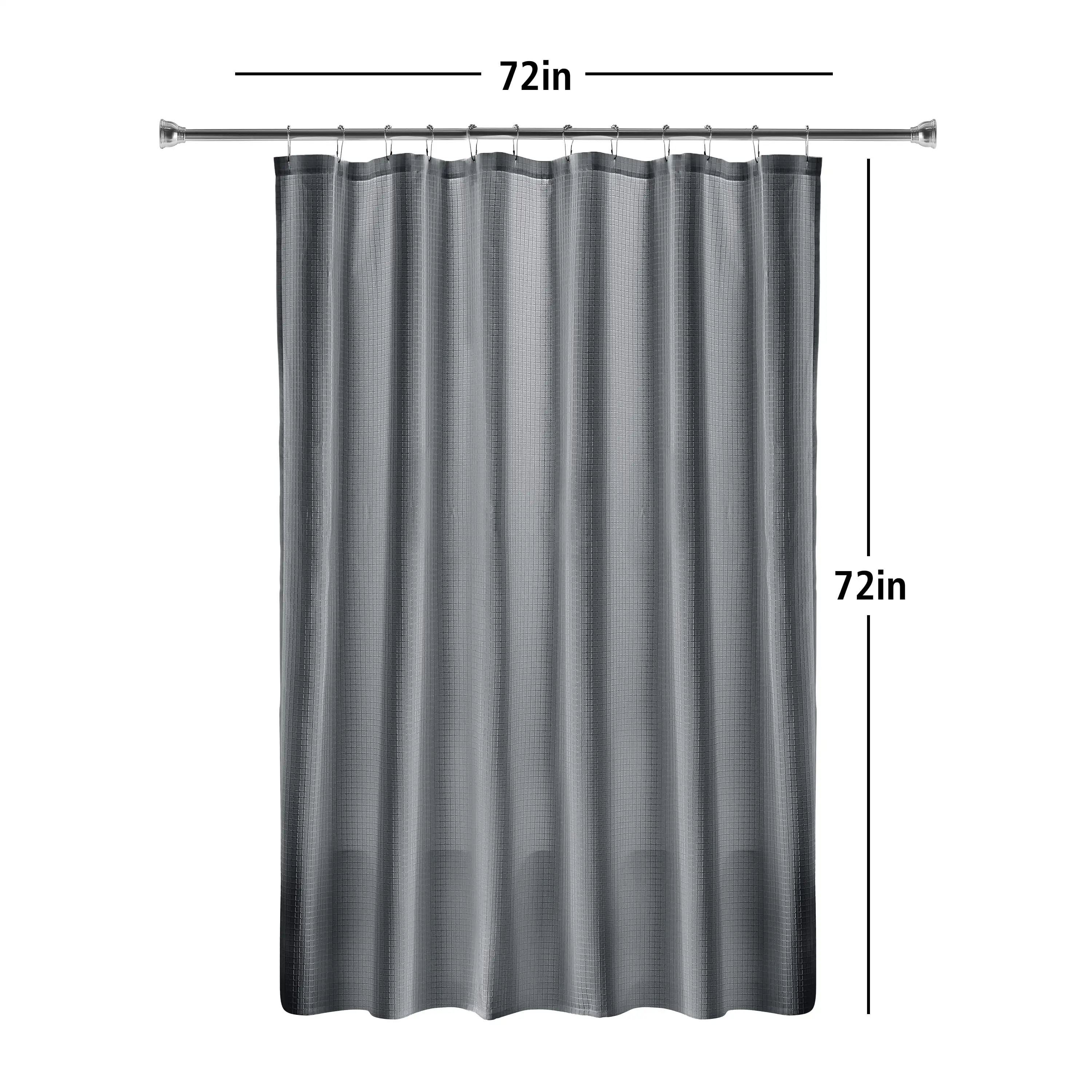 (3 pack) Eco-Friendly Waffle-Weave Fabric Shower Curtain, with Recycled Polyester, 72&rdquo; x 72&rdquo;, Gray