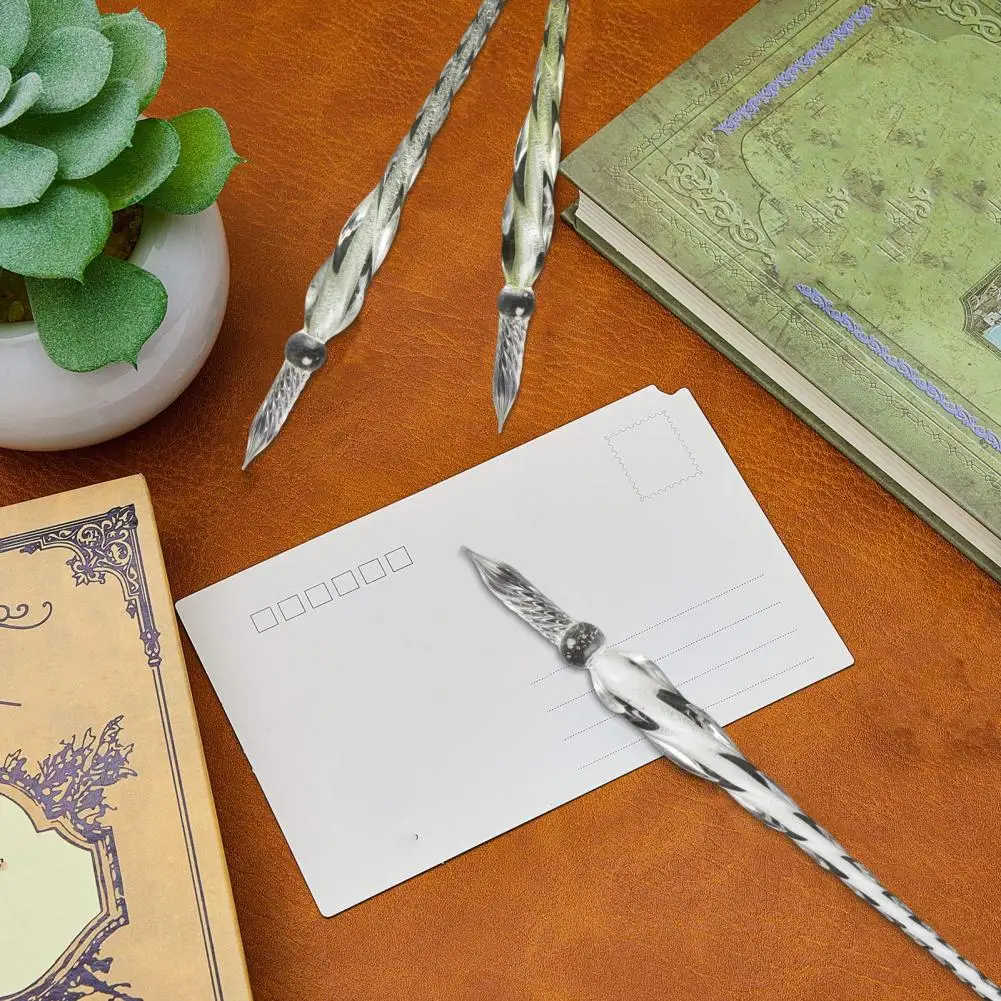 1Pc Colorful Dip Pen Smooth Lines Elegant Glass Pen Beautiful Color Effects Easy to Use Ink Dipping for Calligraphy Painting