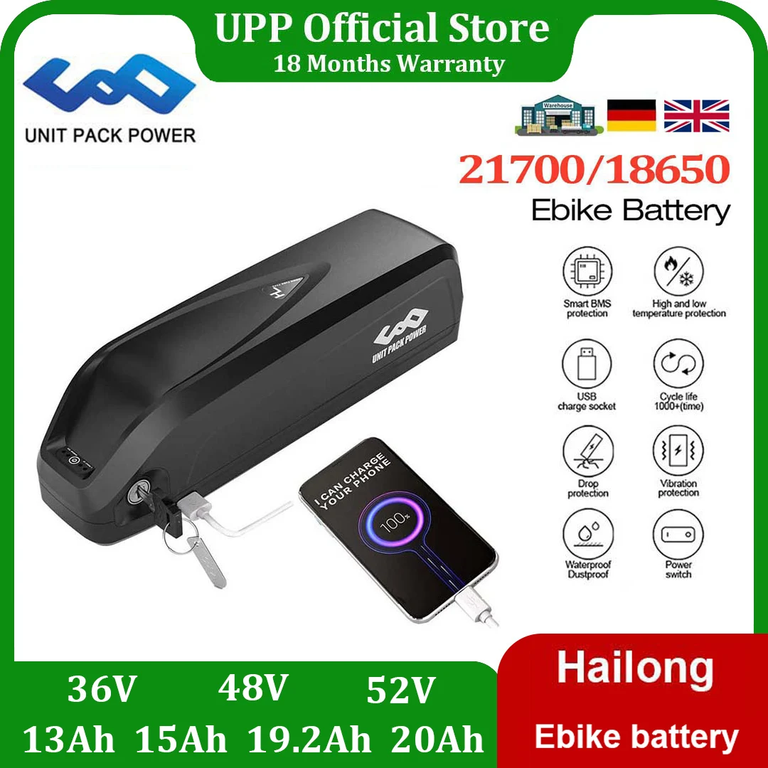 

Батарея для велосипеда Hailong eBike 52V 48V 13Ah 15Ah 19.2Ah 20Ah 18650 21700 для Bafang TSDZ2 1000W 750W 500W 250W