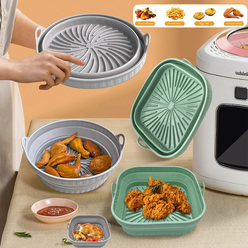 Air Fryer Silicone Pot 21cm Round Silicone Mat Airfryer Oven Baking Tray  Pizza Fried Chicken Basket Reusable Kitchen Accessories - AliExpress