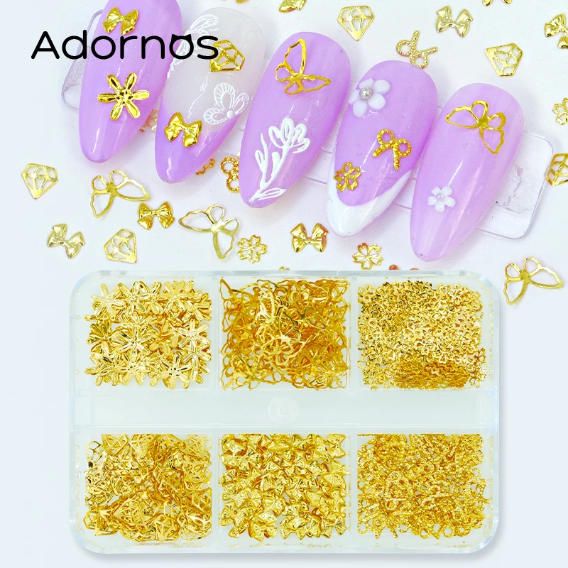 

Nails Accessories Metal Rivets Flowers Diamonds Valentines Day Alloy Ornaments For Nail Charms Romantic DIY Nail Art Decorations