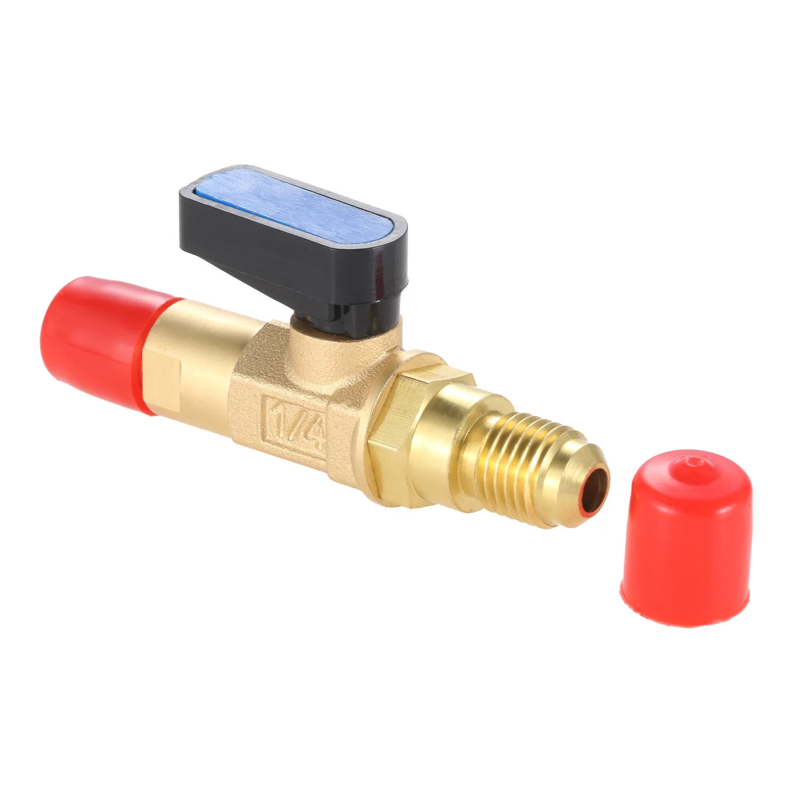 Air Conditioning Adapter Refrigerant Ball Valve Adapter 1/4" SAE Straight Shut-Off Valve For HVAC A/C Fit for R134A R22 R12 R410A