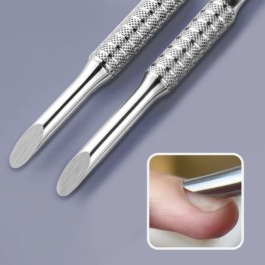 Double-Head Angled Hoof Cuticle Pusher Stainless Steel Bevel Nail Art Pusher Manicure Stick nail art pusher manicure tools nail manicure tools nail manicure sticks manicure pedicure tools cuticle pusher