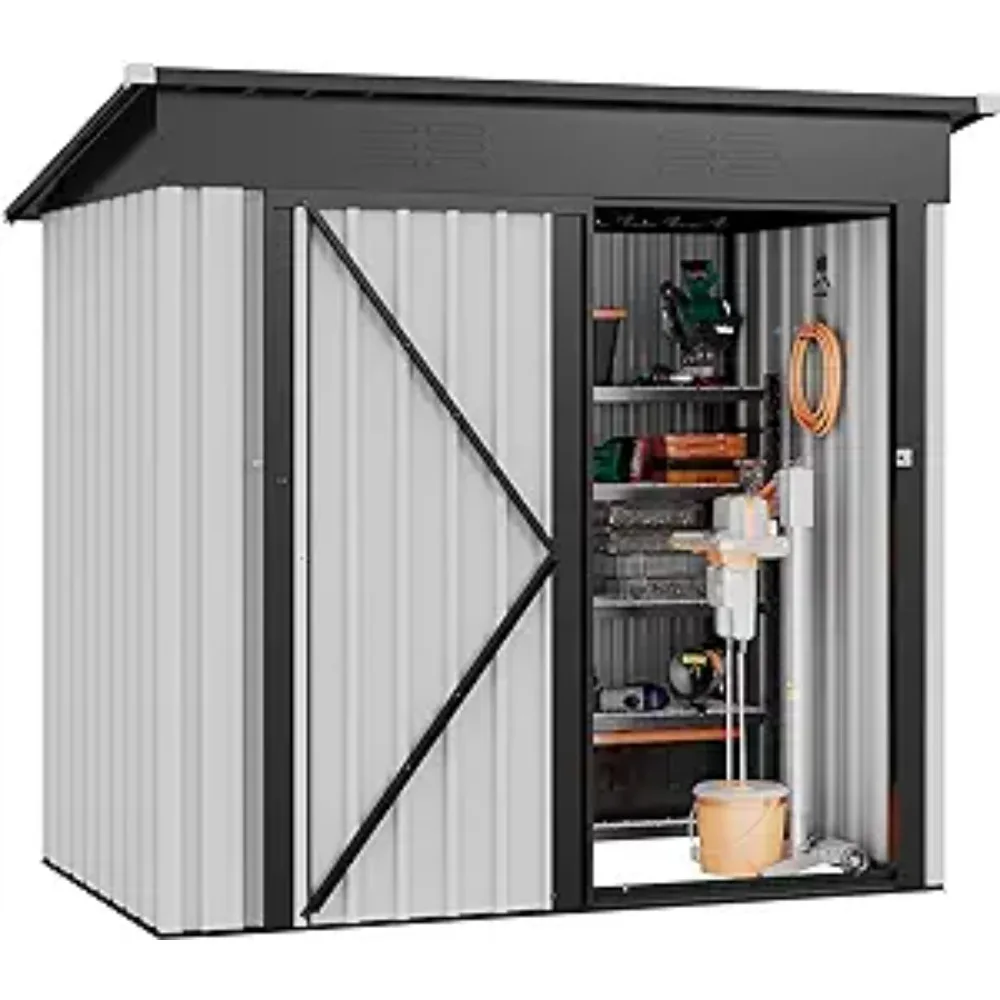 

Metal Outdoor Storage Shed 5x3ft Home Garden Buddhist Lawnmower Patio Prefabricated Warehouse Farm Lawn to Store Garbage Can
