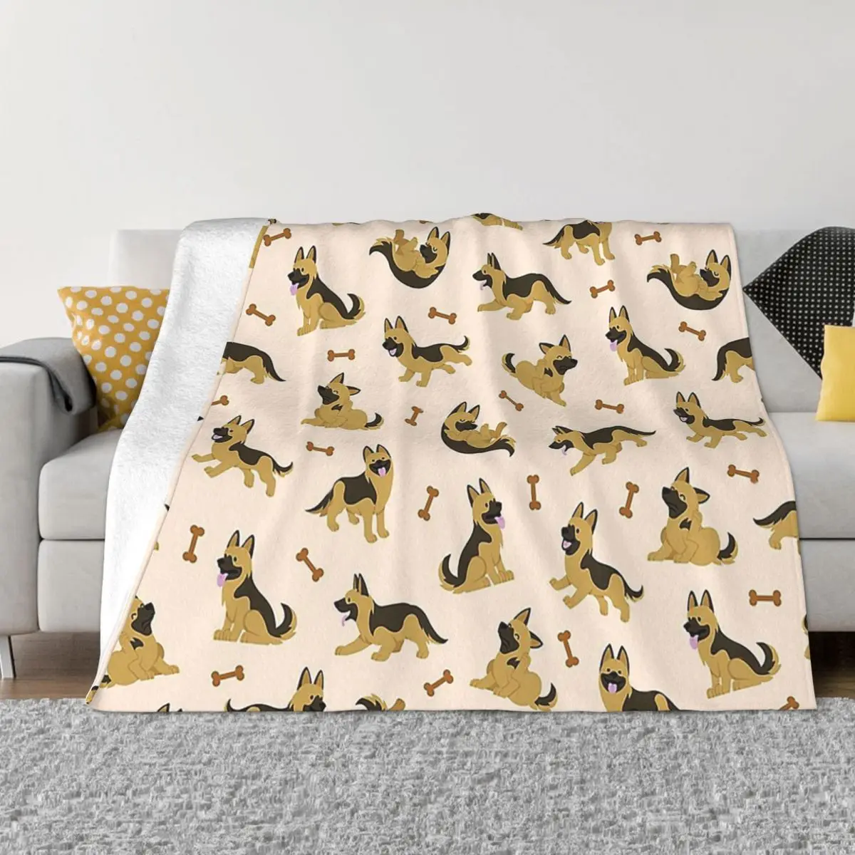 

Adorable German Shepherd Cute Puppy Dog Blanket Velvet Decoration Multifunction Soft Throw Blankets for Bedding Rug Piece