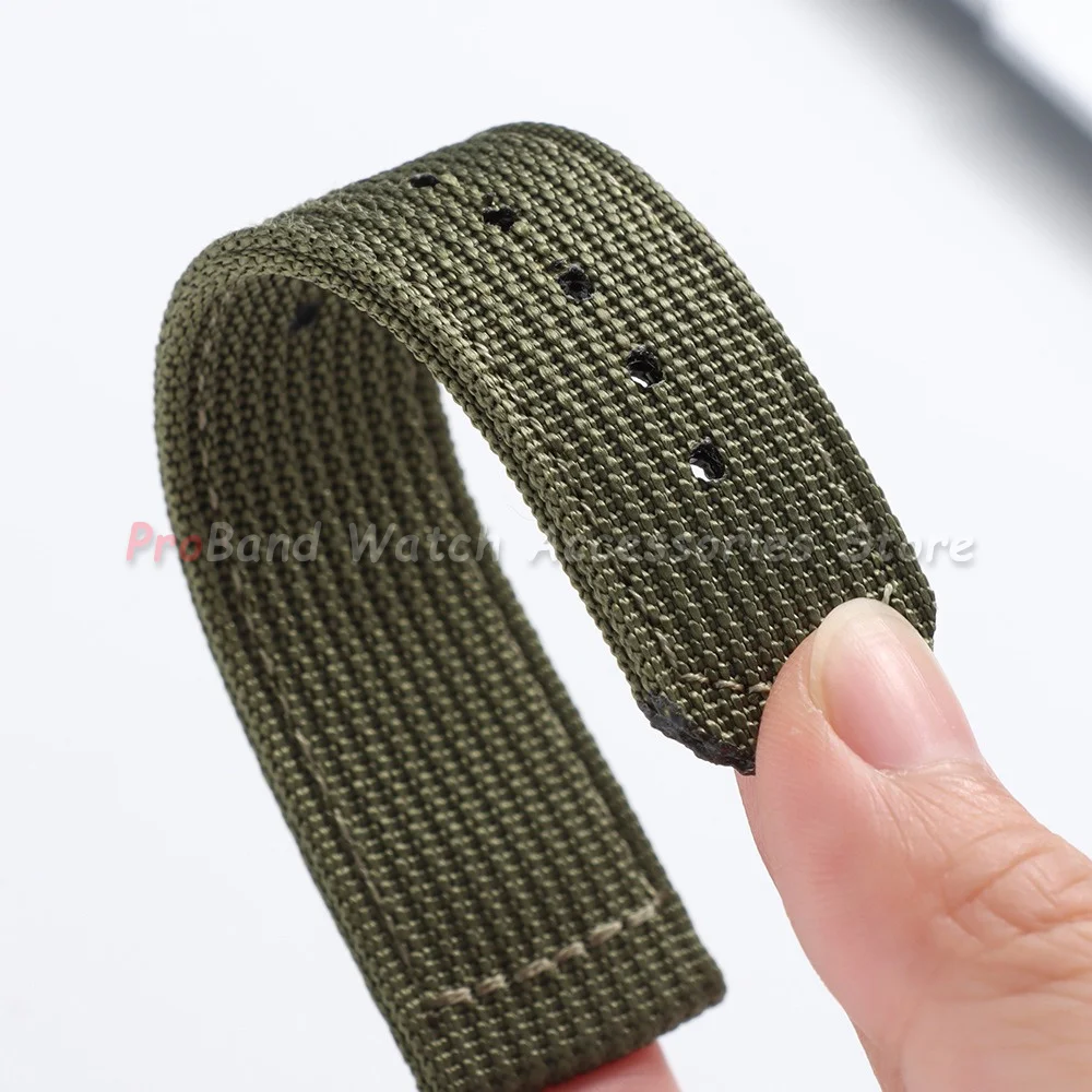 Rugged Canvas Watch Band - Two-Piece Ribbed Nylon Strap