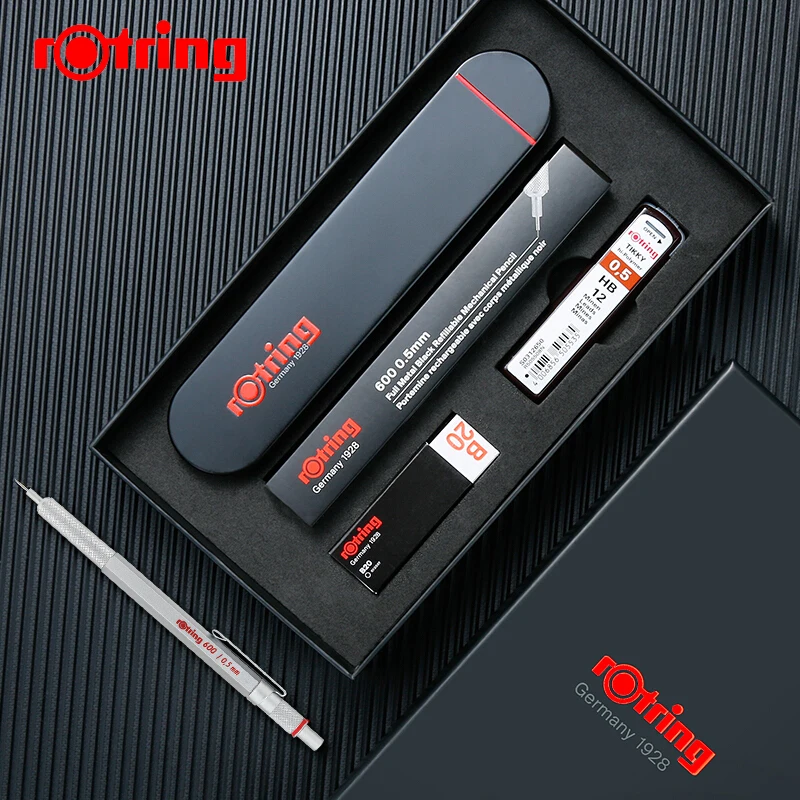 Rotring 600 기계식 연필 0.5mm 0.7mm 전문 드로잉 스케치 펜 금속 바디 육각형 홀더
