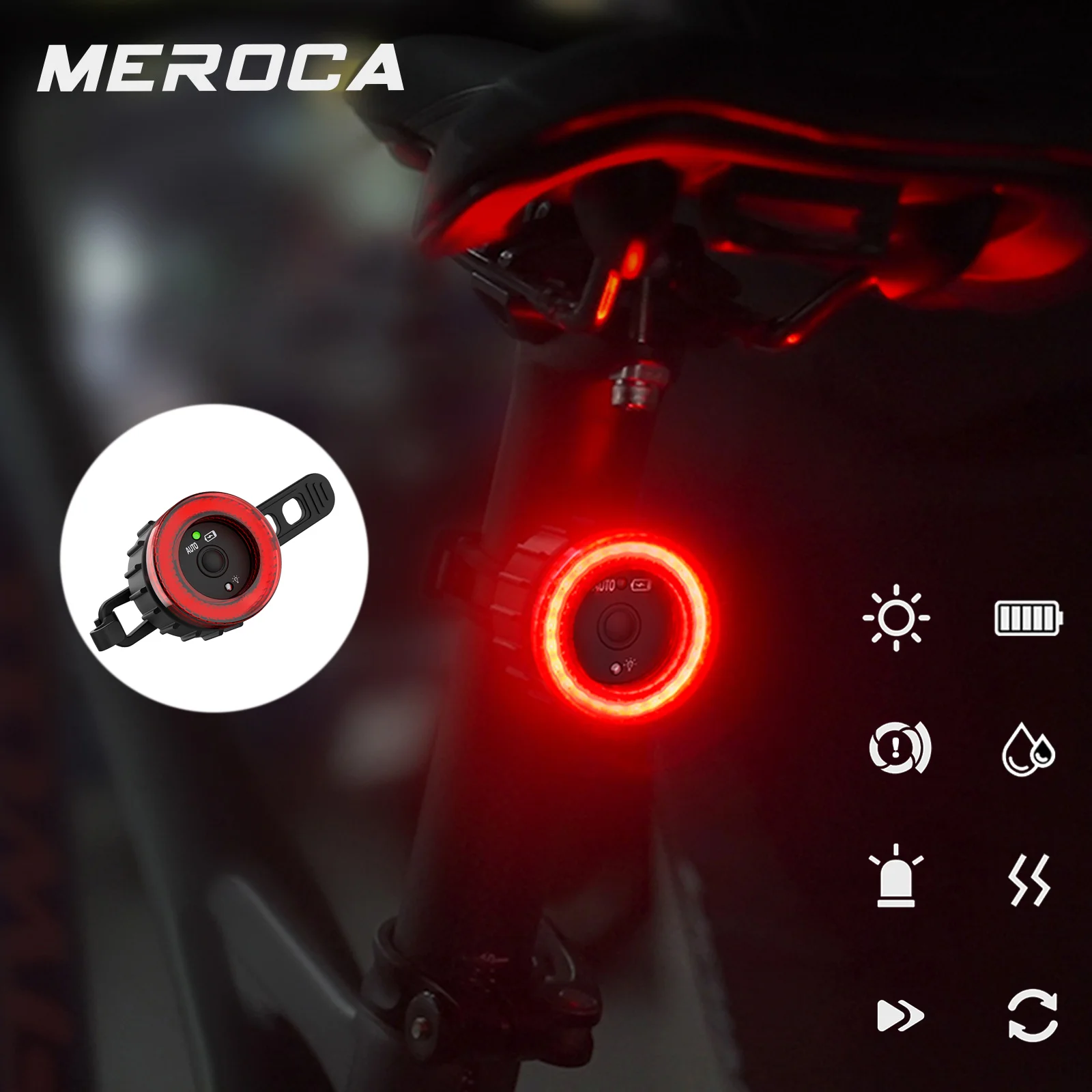 Smart Sensor Brake Bicycle Tail Light High Visibility Bike Rear Lamp ...