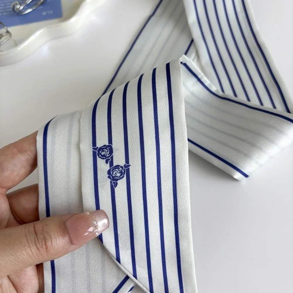 Modischer Frühlings-Seidenschal für Damen, Vielseitig Einsetzbare Lange Haarband, Gestreifter Kleiner Halstuch, Damen-Haarband – Detail 10