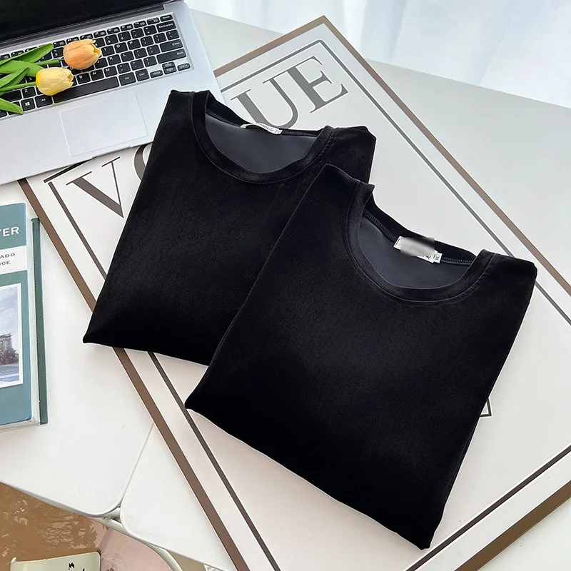 Women's O-Neck Long Sleeve Velour Dress, Plus Size, Spring and Autumn, New, 8006