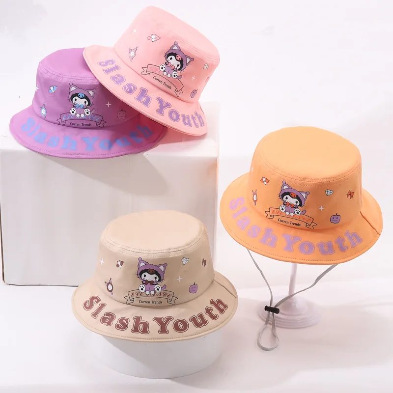 

Sanrio Kawaii Anime Children Summertime Sunhat Kuromi Cute Cartoon Fisherman Hat Sun Protection Hat Lovely Gifts for Girls