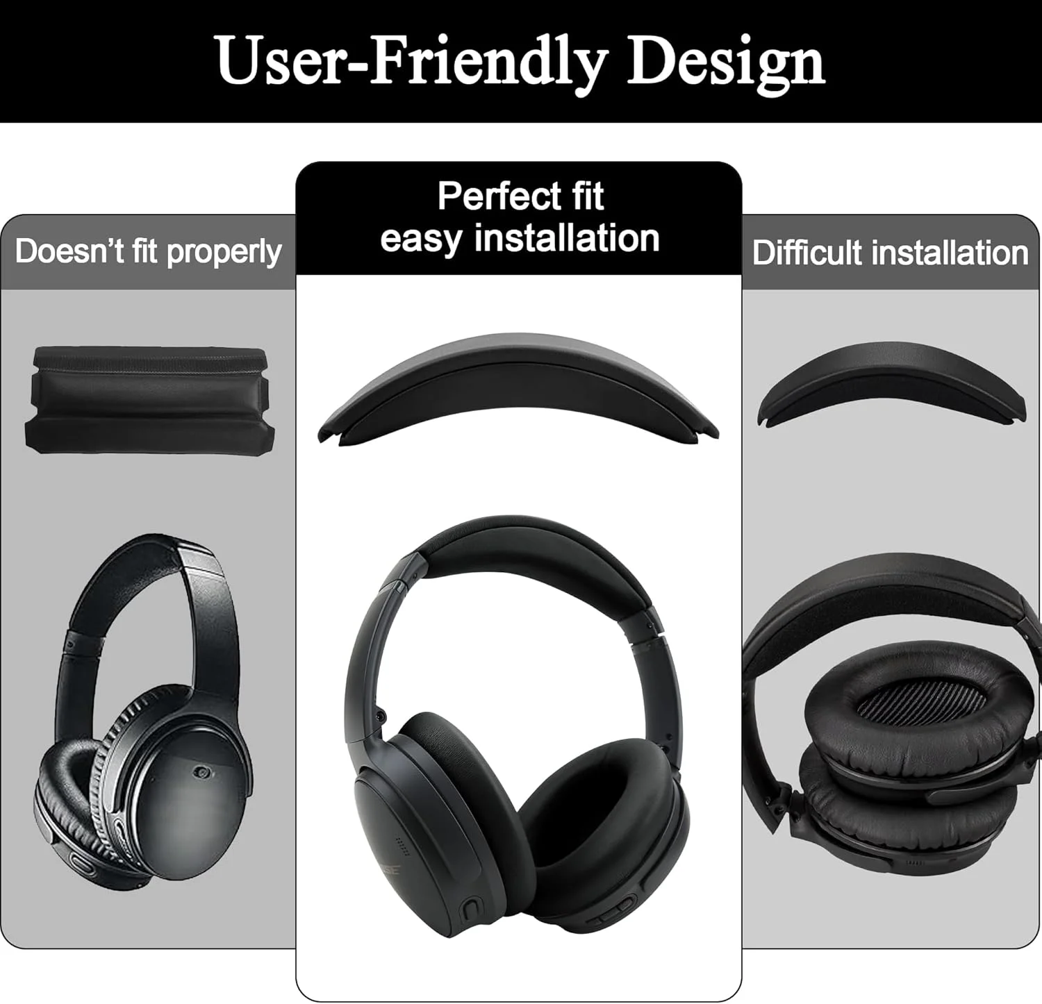 KUTOU Replacement Headband Cushion and Earpads for Bose QC35 QC45 Headphones with Noise Isolation Memory Foamment Accessories