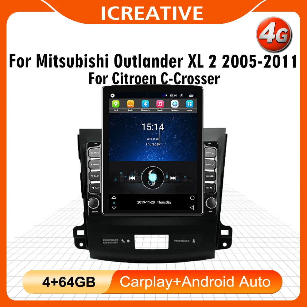

For Mitsubishi Outlander 2006-2012 Android Radio 2 Din 9.7" Tesla Screen Car Multimedia Player GPS Navigator 4G WIFI Carplay