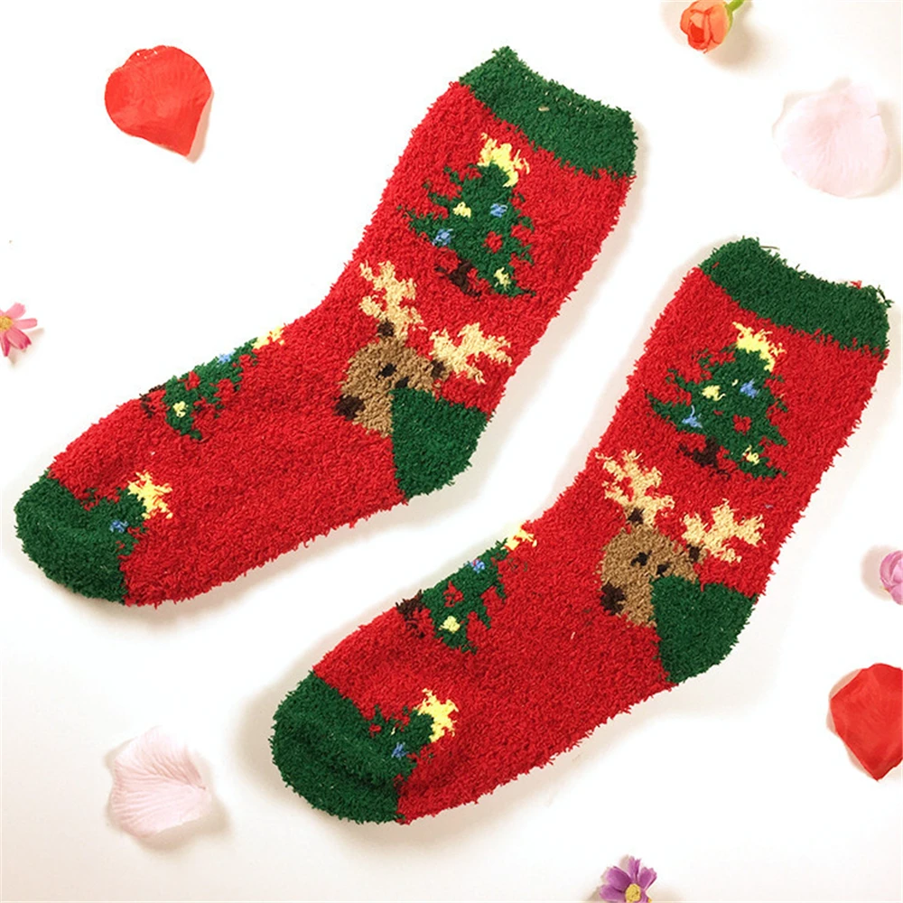 3 Paare/los Weihnachten Verdickung Frauen Schöne Plüsch Warm Halten Schlafen Schlafzimmer Lustige Nette Socken Winter Kawaii Neuheit Geschenk – Detail 31