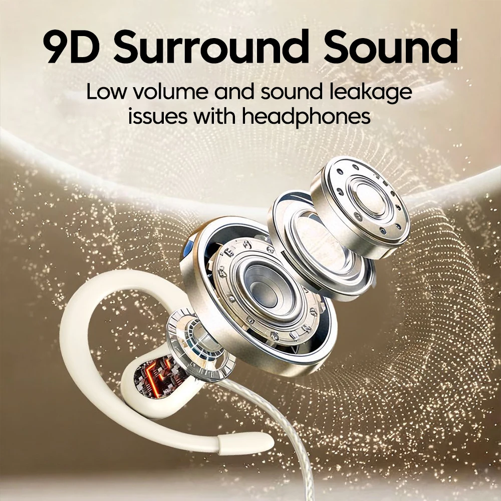 Clip-on Wired Control Earbuds with 9D Surround Sound and HD Mic