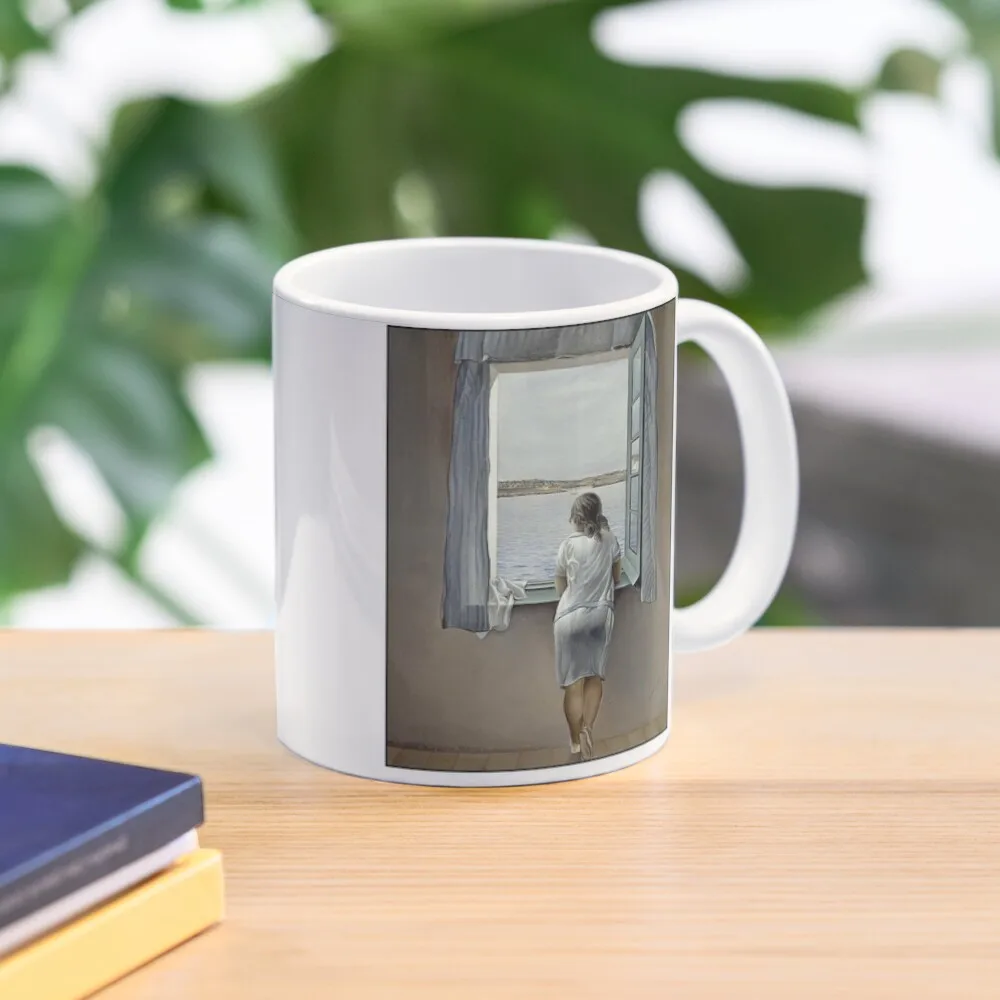 

WOMAN IN THE WINDOW : Vintage 1925Painting Print Coffee Mug Mixer Thermo Cups To Carry Coffe Cups Mug