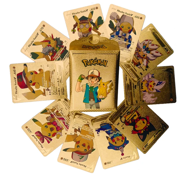 New Boutique Boxed Pokemon Gold Foil Card Gold Vmax V Energy Card Charizard Pikachu Rare Series Battle Coach Children's Toy Card 3