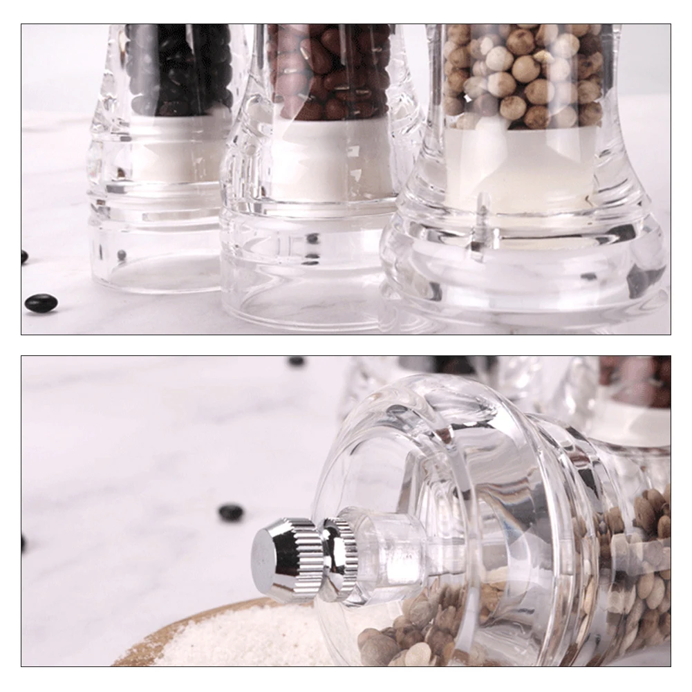 Multisize Kitchen Cooking Tool Adjustable Coarseness Ceramic Seasoning Jar Manual Pepper Mill Transparent Acrylic Pepper Grinder