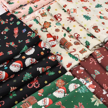 Tissu imprimé de noël de dessin animé 0.5m/1m/5m, pour nappes, rideaux, tissu décoratif de noël, tissus de couture faits à la main 1