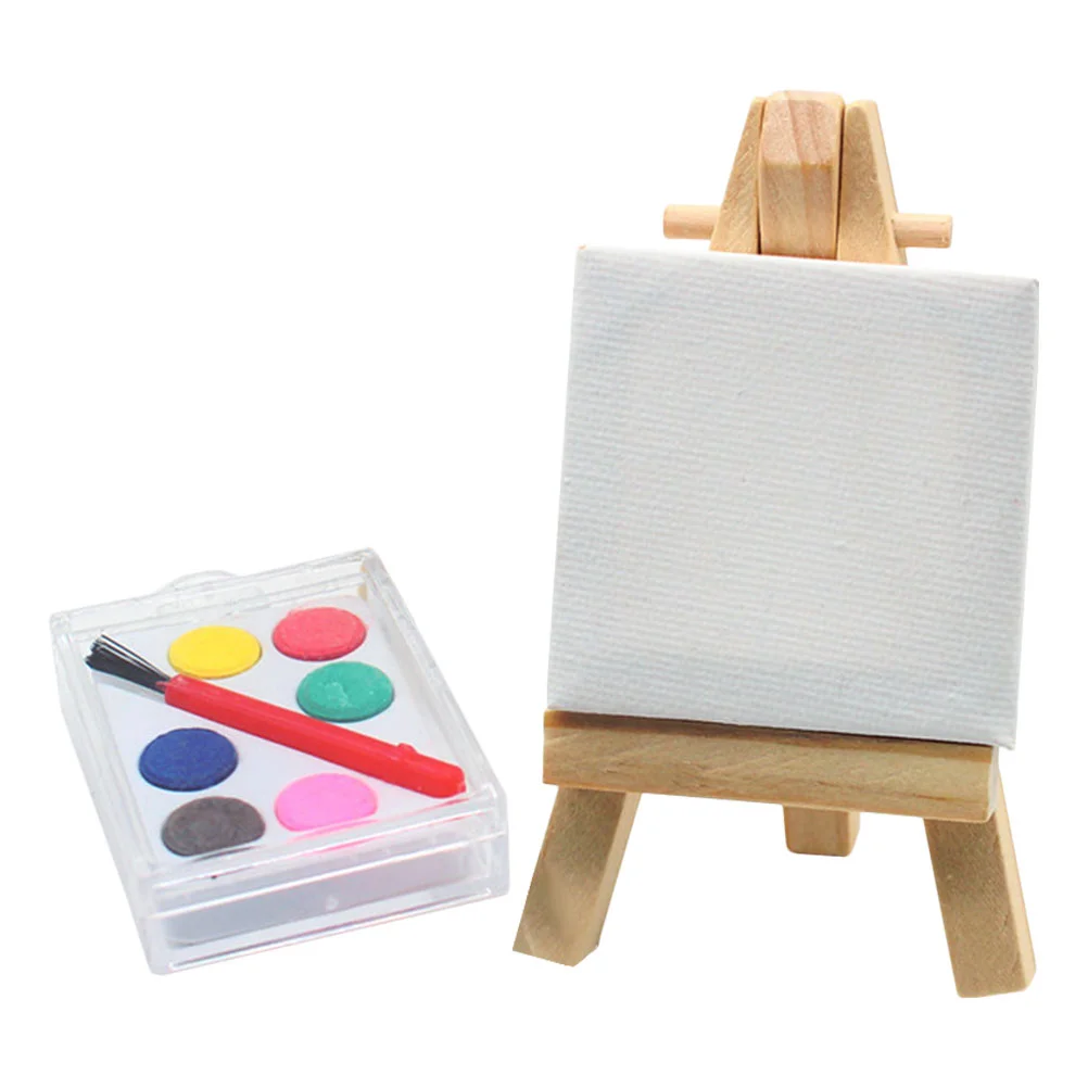 

1 Set of Miniature Wood Easel Adornment Tiny Painting Tool Photo Prop Mini House Layout Decor