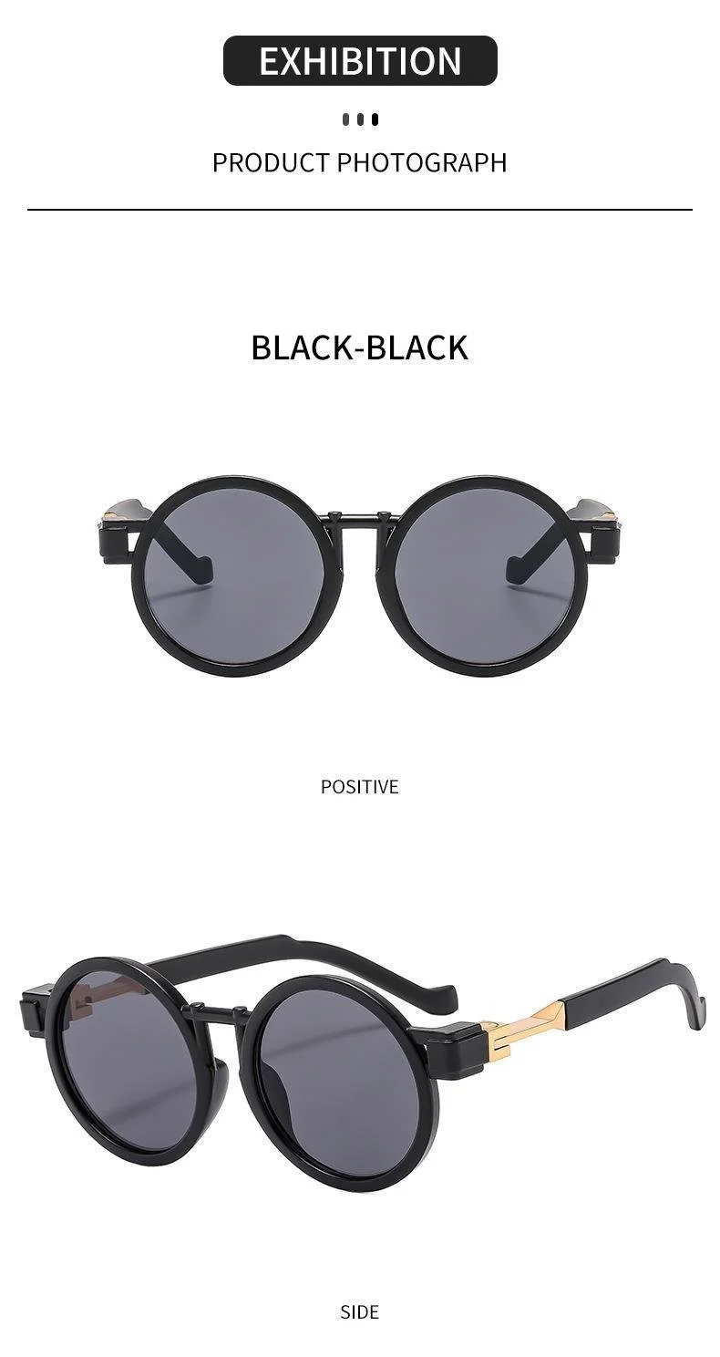 Nuovi occhiali da sole con montatura rotonda personalizzati con intarsio in metallo con gambe, occhiali da sole rock da moto per uomo e donna alla moda, occhiali alla moda transfrontalieri_voghion.com