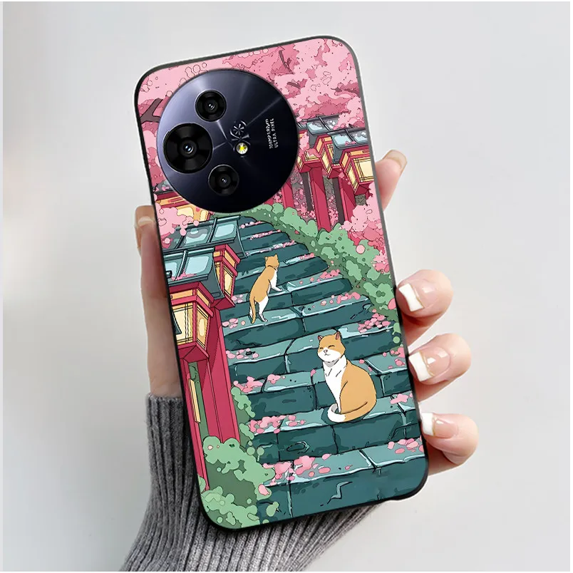 Aesthetic Cute Cat Astronaut Soft Silicone Black Protective Phone Case Cover