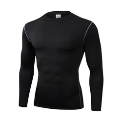 Men's 2024 High-Performance Long Sleeve Quick-Dry Sports T-Shirt - XXL (Black)