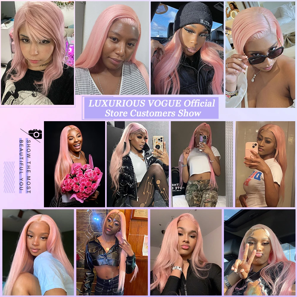 13x6 Light Pink 13x4 Transparent Lace Front Straight Wig Preplucked Hairline Brazilian Human Hair Loose Wave Wigs for Women - Image 6