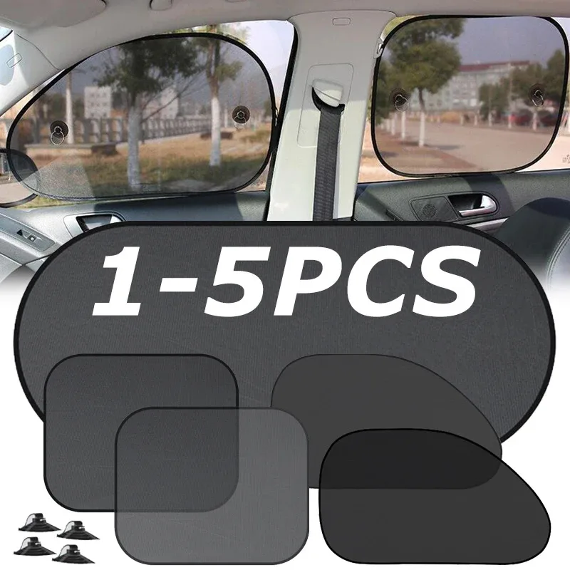 Universal Car Sunshades Foldable 1-5Pcs Auto Side Window Rear Windscreen Mesh Sunshade Cover Car Windshield Accessories Exterior