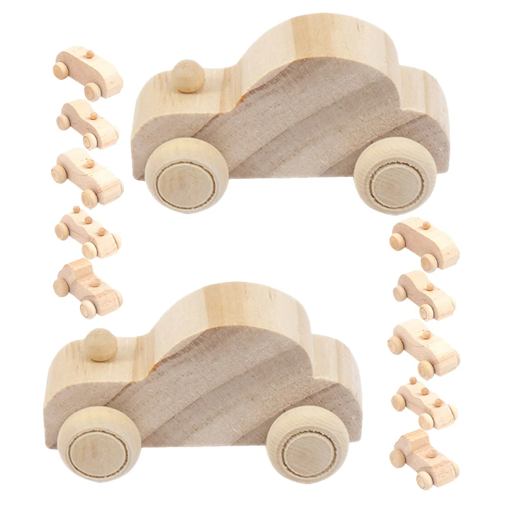 

12 Pcs Crafts Wooden DIY Graffiti Car Child Toddler Toys Cars for Toddlers Paintable Kids