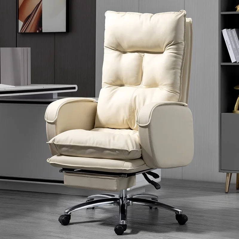 Nordic Leather Office Chair Extension White Ergonomic Fashion Professional Gaming Chair Massage Soft Cadeira Gamer Furnitures professional barbers armchairs swivel simple leather pedicure hairdressing chair stylist mocho cadeira barber equipment mq50bc