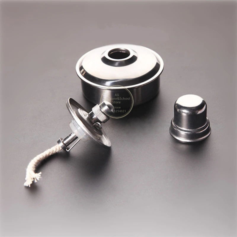 1pcs Stainless Steel Alcohol Lamp Thickened 304 Explosion-proof and Leak-proof Alcohol Lamp Laboratory with Wick