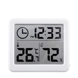 Sleek Digital Clock with Temperature and Humidity Display for Home and Office Decor (White with battery)