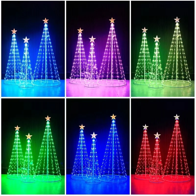 2024 LED Christmas Tree Light Party Cone Animated Lightshow Outdoor Garden Led String Lights Waterproof Home Xmas Decorations