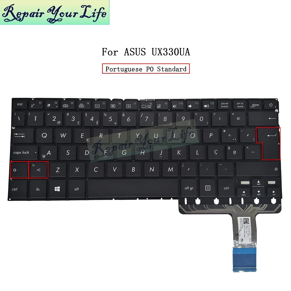 Teclado Backlit Brasileiro para Asus Zenbook Ux330 Ppo br Brasil Ux330u Ux330ua Ux330uak Brasil 0knb02632br00 - Imagem 6