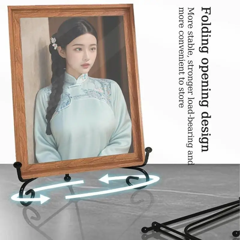 Plate Easels For Display Set Of 4 Metal Decorative Plates Stands 5-inch Tabletop Picture Holder Tripod Easels For Pictures Home