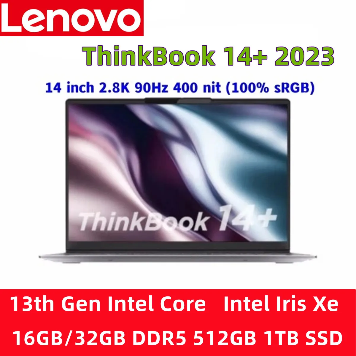 레노버 노트북 씽크북, 14 + 2023 i7-13700H, i5-13500H 인텔 아이리스 Xe, 16G, 32G, 512G, 1T, 2TB SSD, 14 인치, 2.8K, 90Hz 스크린, 컴퓨터 노트북