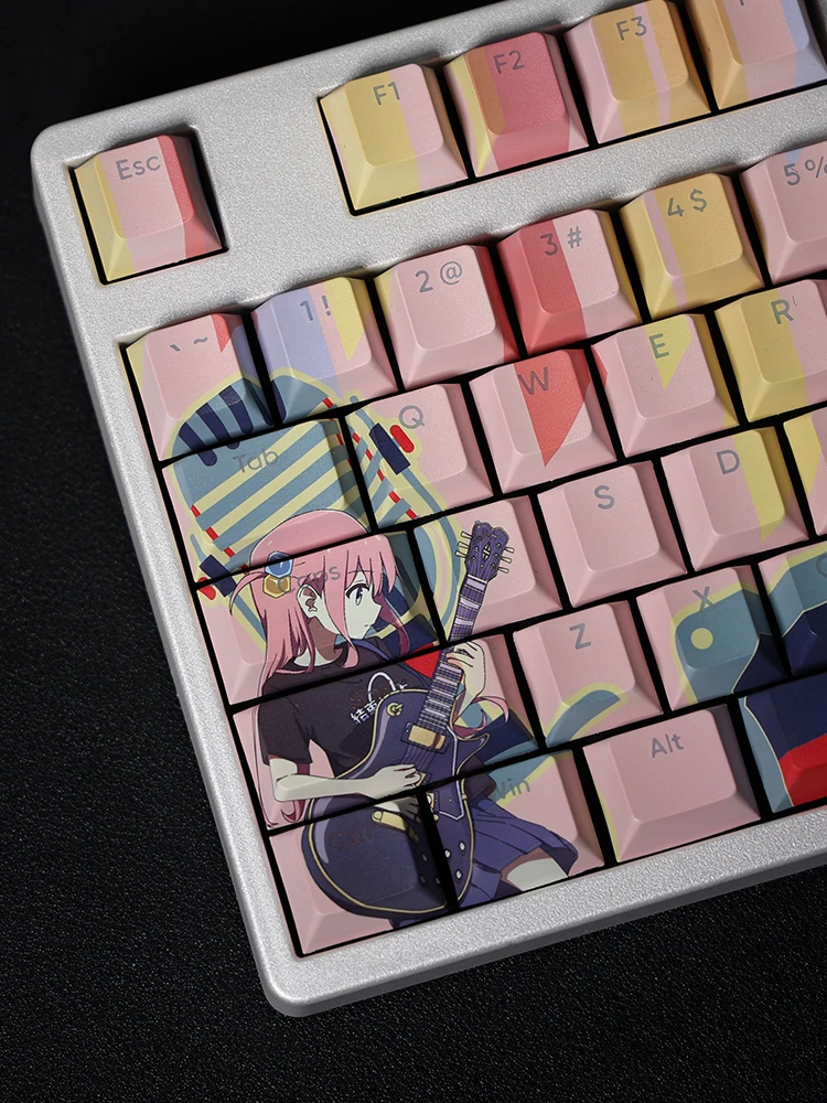 Chaves Bocchi a Rocha Hitori Gotoh Backlit Keycap Pbt Lados Tintura Subbed Keycaps dos Desenhos Animados Anime Jogos Chave Bonés 108 - Imagem 5