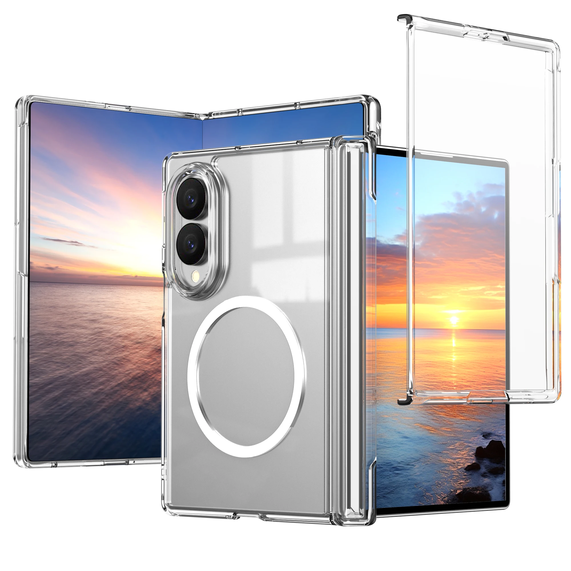 Magnetic Case with Built-in Tempered Glass Screen Protector and Hinge Guard in Matte Acrylic Finish