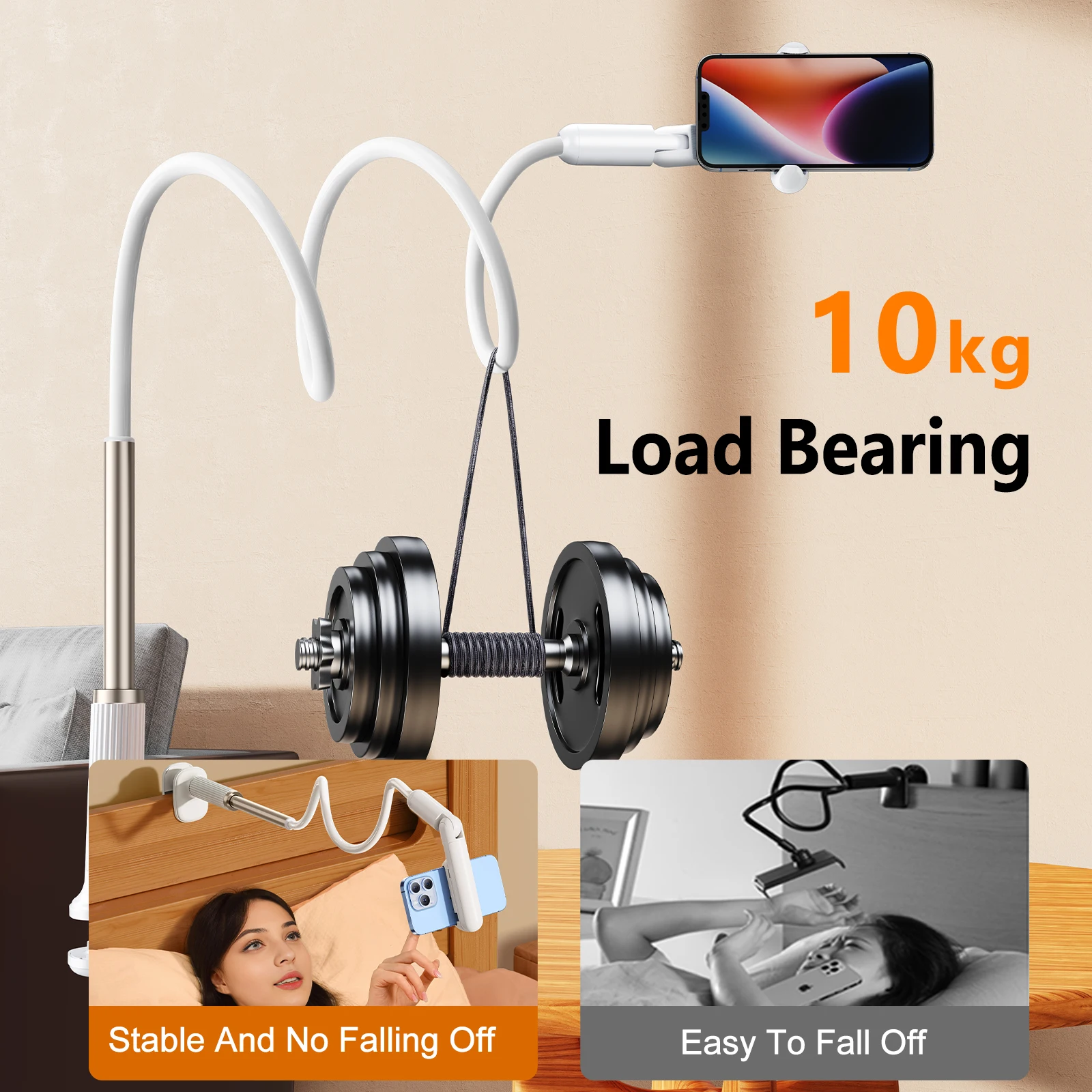 Eary Gooseneck Phone Holder For Bed Lazy Bracket Adjustable Long Arm Flexible Stand Mount For Desk CellPhone Universal Kickstand