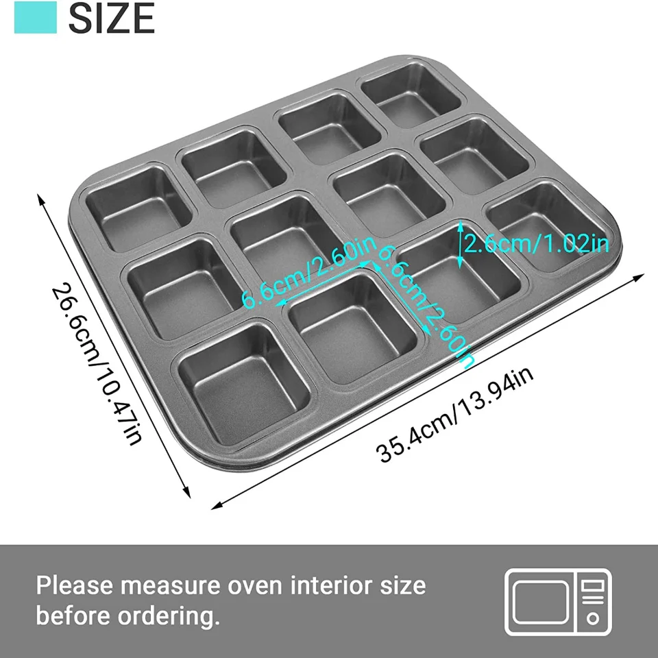 12-Mini Loaf Baking Pans Kitchen Cake Square Household Bread Muffin Multi-Function Mold