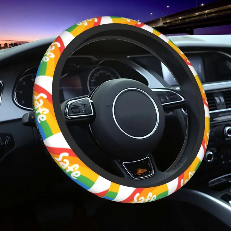 

Safe Space Rainbow Car Steering Wheel Cover 38cm Non-slip Boho Lgbt Pride Yaoi Auto Steering Wheel Protector Car-styling